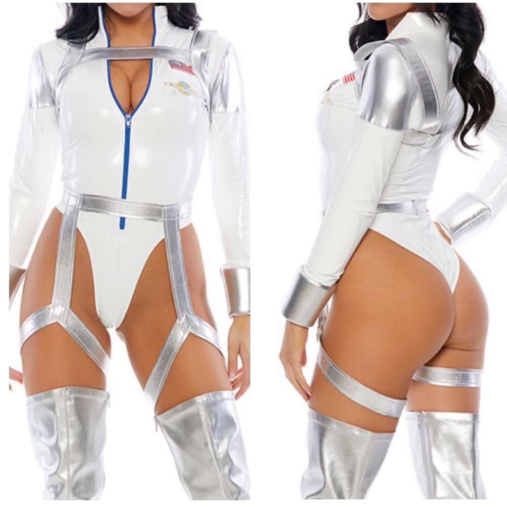 Forplay White and Silver Futuristic Bodysuit Costume